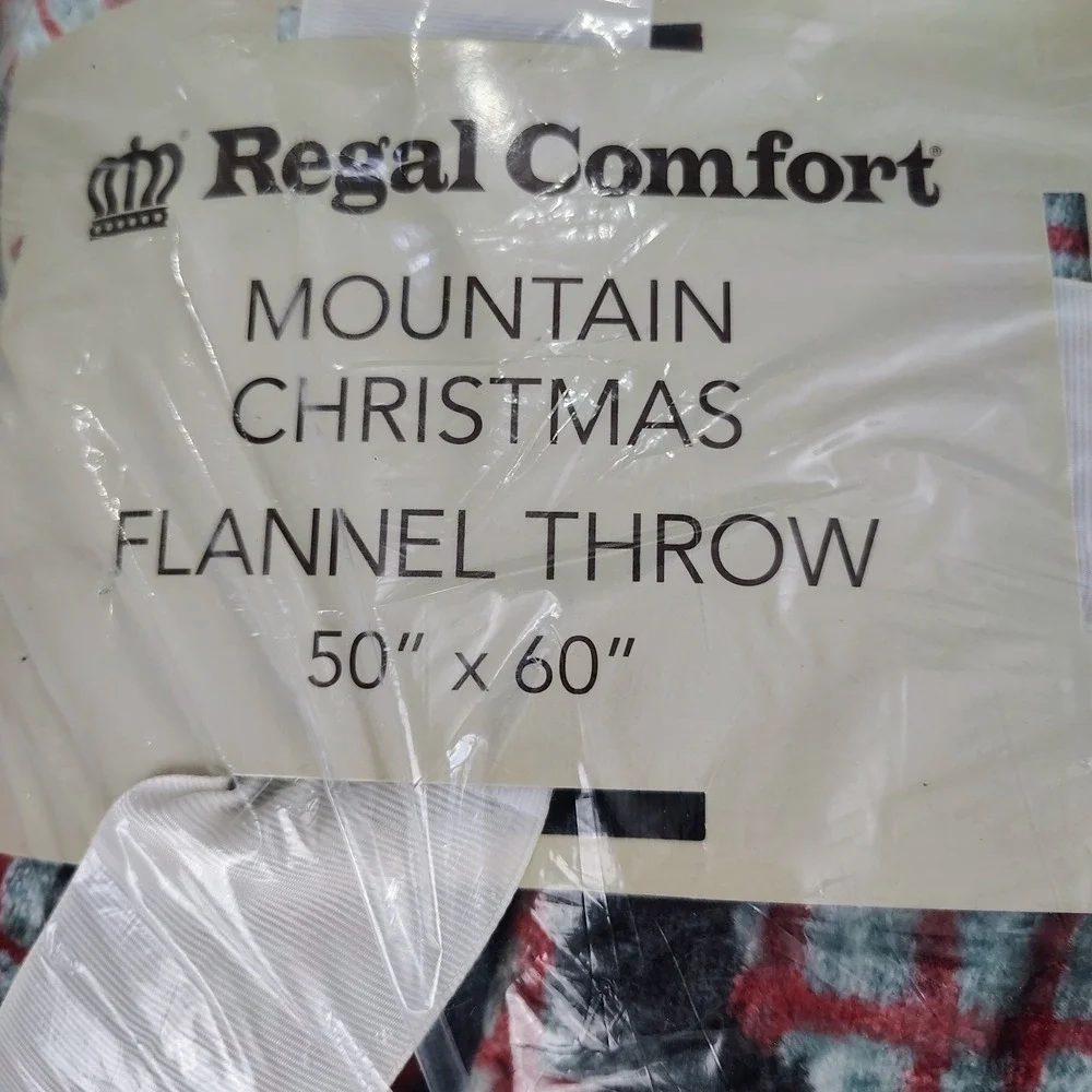 Regal Comfort Mountain Christmas Flannel Throw‎ Blanket 50x60 Phyllis Dobbs